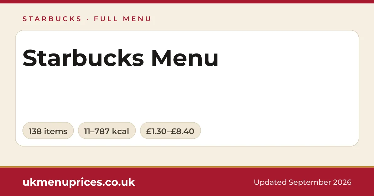 Starbucks menu