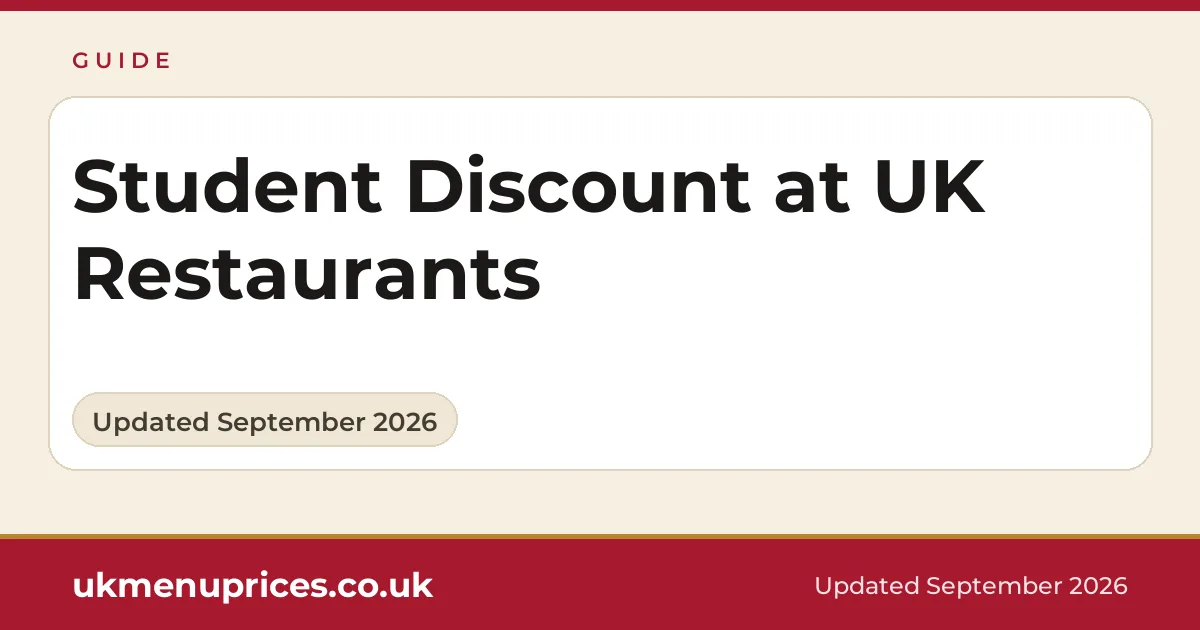 Student discount uk restaurants